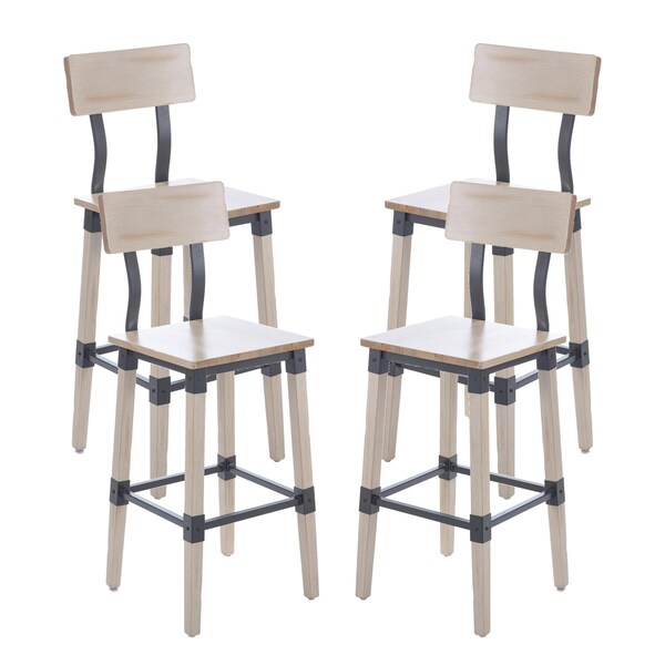 Flash Furniture Jackson Commercial Grade Rustic Antique White Industrial Wood Dining Barstool, 4PK 4-XU-DG-W0236B-ANTWHT-GG - main
